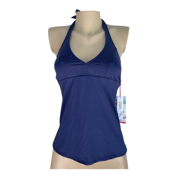 Carve Designs Timor Navy Blue Halter Tankini Top Size Small - Picture 2 of 6
